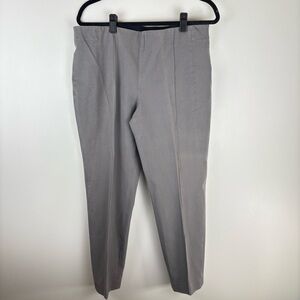 Lafayette 148 Gramercy Pants Womens 14 Pleated Slim Stretch Waist Side Zip Gray